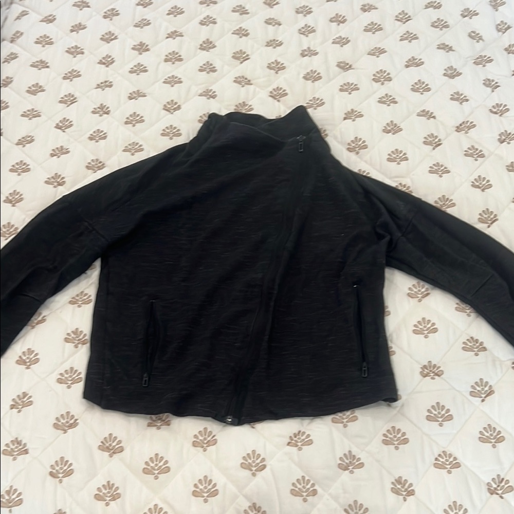 Adidas Black Crooked Zip-Up Jacket